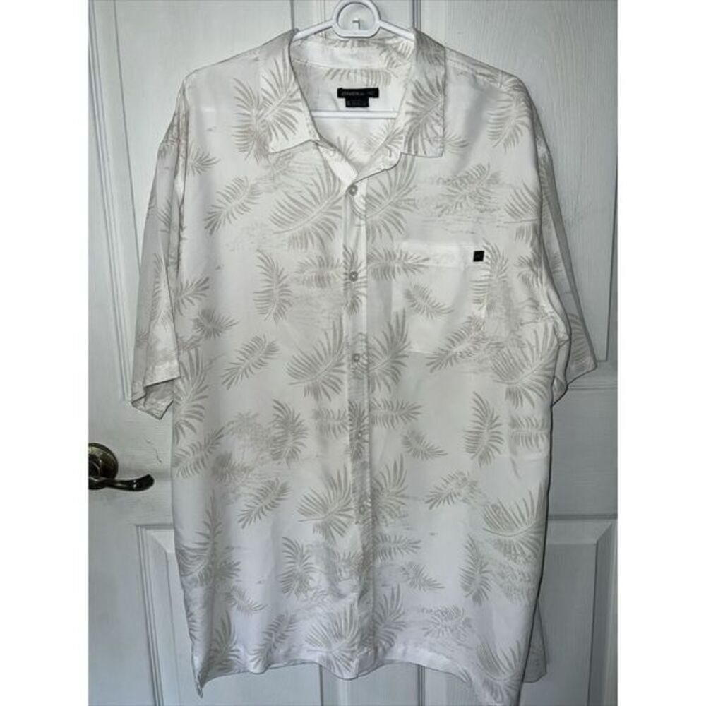O’Neill Floral Palm Leaves Hawaiian Shirt Size XLarge White Polyester Blend